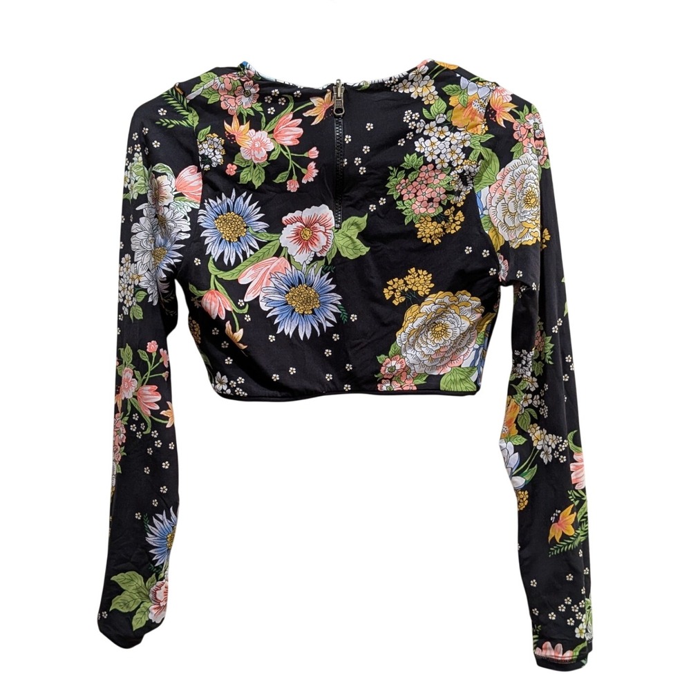 NWT Maaji Womens Reversible Long Sleeve Swim Crop Top L Floral Rash Guard Resort - Picture 4 of 11